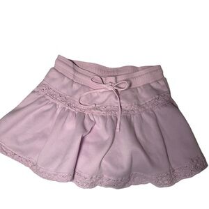 Altar’s State Pink Lace-Trim Skirt with Drawstring Waist